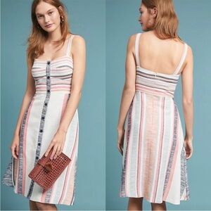 Anthropologie Hutch Striped linen Dress in Pink and White